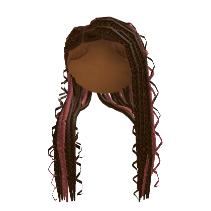 Side Part Braids [Brown W/ Pink]