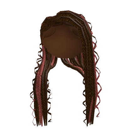 Side Part Braids [Brown W/ Pink]