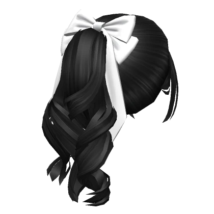 Soft Wavy Flowy Ponytail w/ Bow (Black)