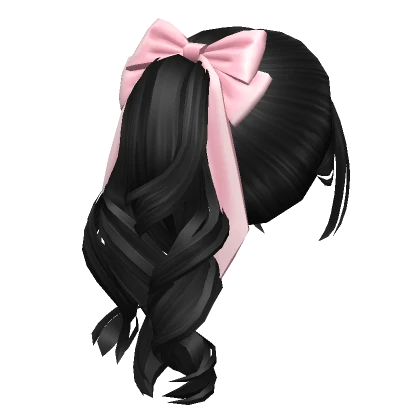 Soft Wavy Flowy Ponytail w/ Bow (Black)