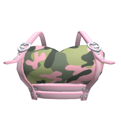 🎀Chibi Doll- Camouflage top w Pink harness