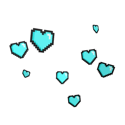 Cyan Retro 8-Bit Pixel Hearts Aura