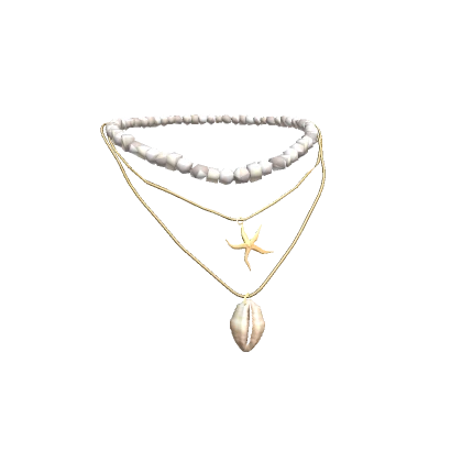 Layered Starfish Shell Bead Necklace Gold 3.0