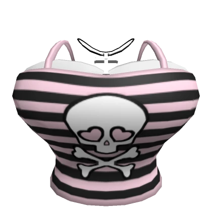 ❌Chibi Doll - Pastel Pink Goth Punk Striped top