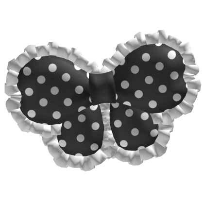 ꒰┊black polka dot ruffled bow