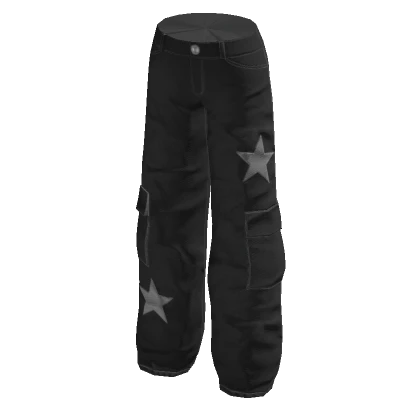 Y2K black baggy low-rise star pants 