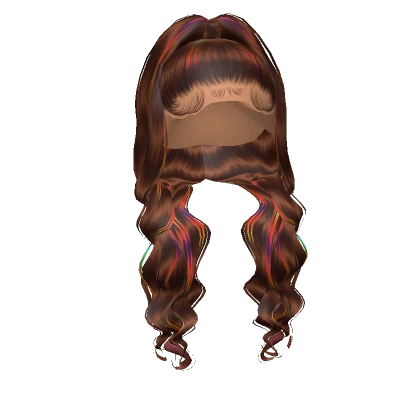 𝓖 Brown Wavy High Ponytail w/Rainbow Highlights