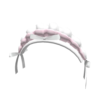 maid ruffle headband with bows in pink & white