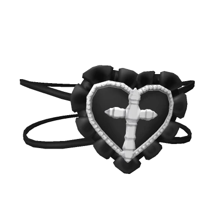 heart ruffled cross eyepatch in black and white 