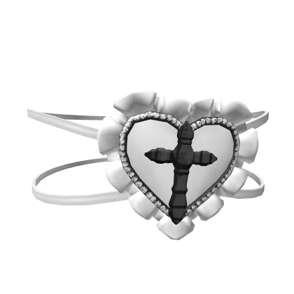 heart ruffled cross eyepatch in white and black