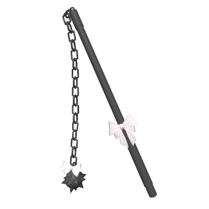 cutecore black spiked flail weapon with pink bows