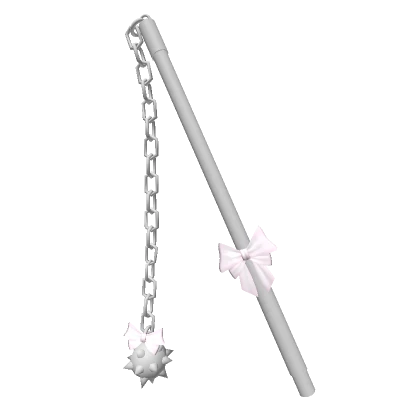 cutecore grey spiked flail weapon with pink bows