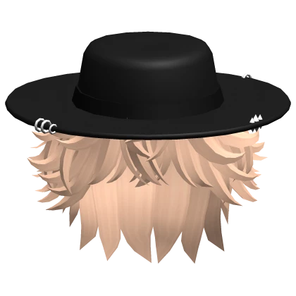 Messy Blonde Hair w/ Wide Brim Hat