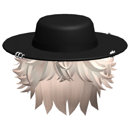 Messy Platinum Blonde Hair w/ Wide Brim Hat