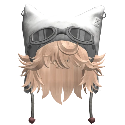 Fluffy Blond Hair with Y2K Cat Ushanka (White)