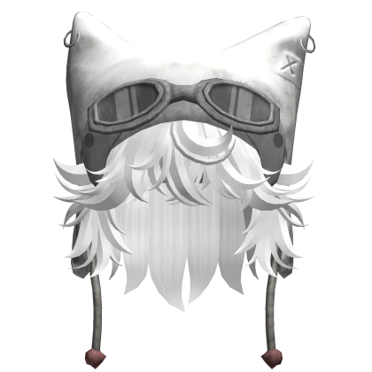 Fluffy White Hair with Y2K Cat Ushanka (White)