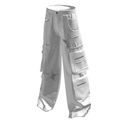 Stars Y2K Cargo Pants White