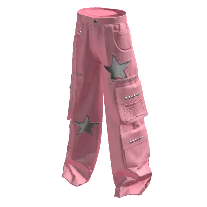 Stars Y2K Cargo Pants Pink