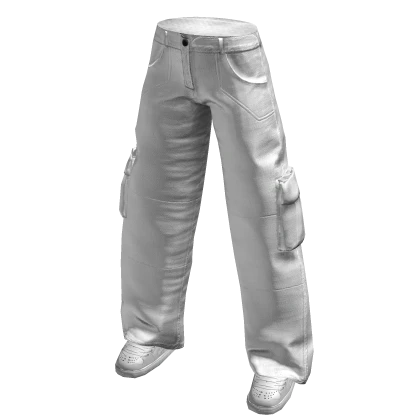 White Baggy Cargo Pants
