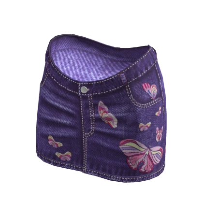 BB Y2K Urban Denim Mini Skirt Purple Butterflies