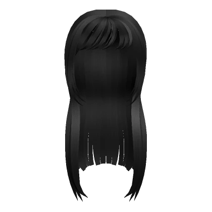 kawaii black long hime cut w side swept bangs