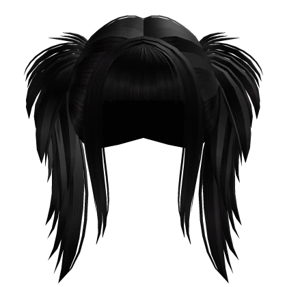 Y2K emo scene pigtails hair in black
