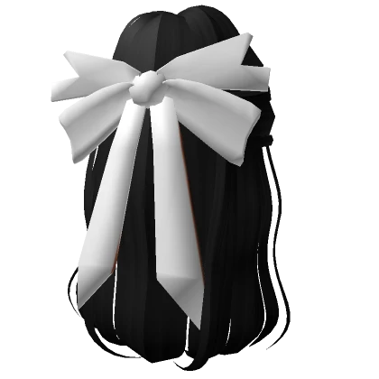 Pretty Black Hair with White bow