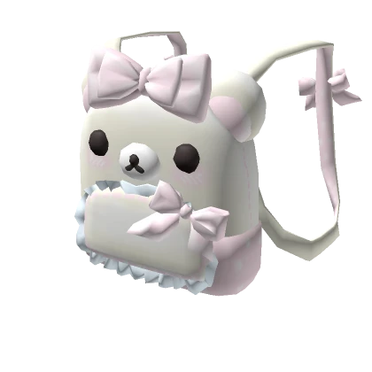 Kawaii White Pink Bow Bear Backpack 1.0