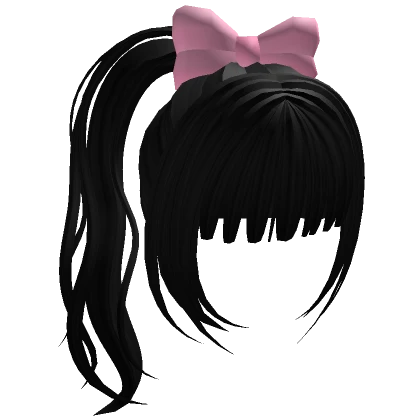 Dark Hair With Pink Bow