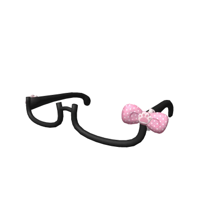 ୨୧ Kawaii black paw glasses with pink bows