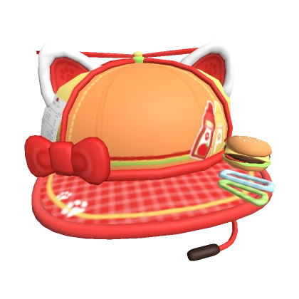 ♡ kawaii cat fast food worker propellor hat 