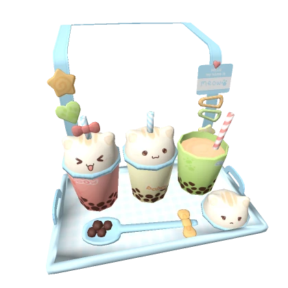 ♡ kawaii summer cat boba snack tray