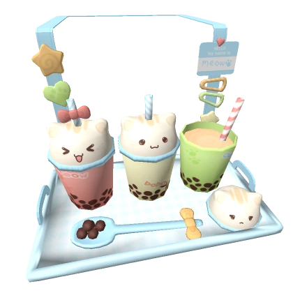 ♡ kawaii summer cat boba snack tray