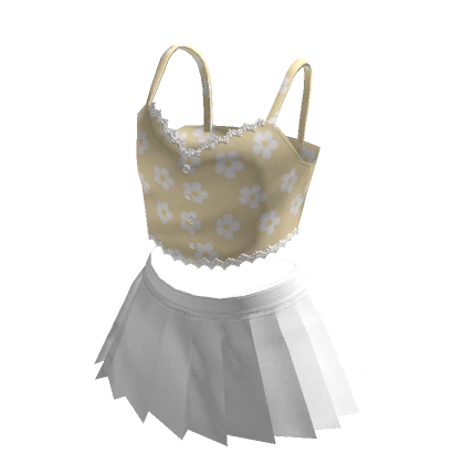 🍀Summer Crop Top w Mini Skirt (Beige)