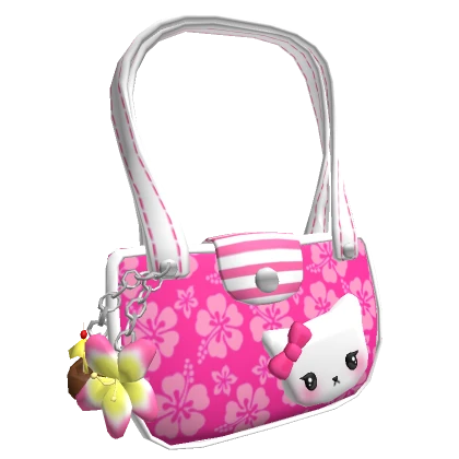 ♡ Pink hibiscus summer beach cat bag ♡