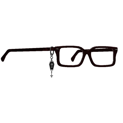 Cross  Glasses w/ Coffin Charm Red