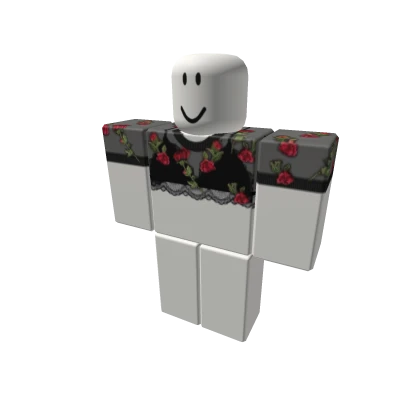 Black Rose Mesh Crop