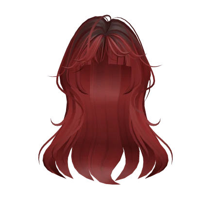 scarlet red wispy hime wolf cut w layered bangs