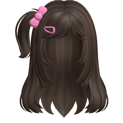 ♡ Adorable Pigtail Hair w A Pink Hairclip (Brown)