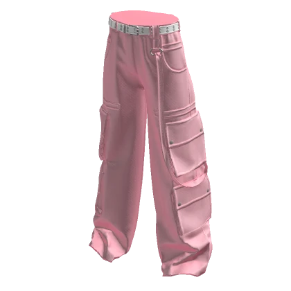 Pink Cargo Pants w/ White Y2K Belt