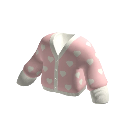 🍀Oversized Heart Pattern Cardigan (Pink)