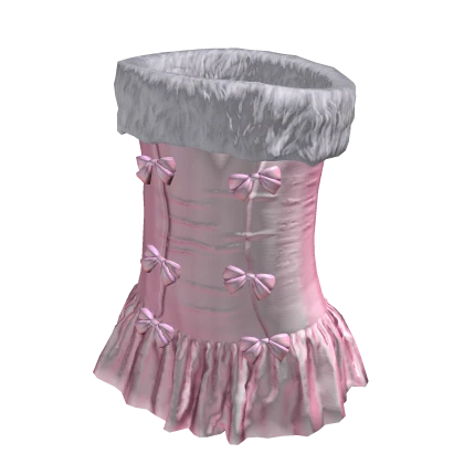 Pink Baby Doll Ribbon Fur Dress