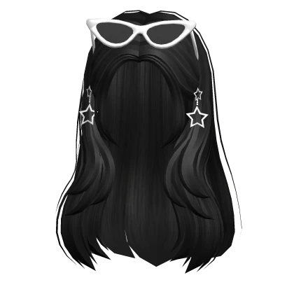 ♡ preppy hair w sunglasses & earrings (black)