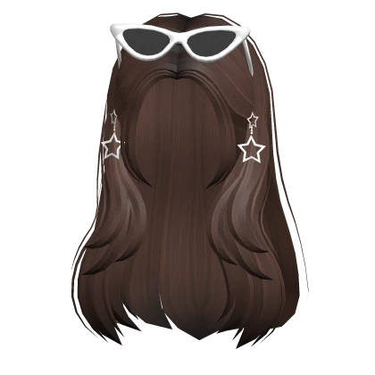 ♡ preppy hair w sunglasses & earrings (brown)