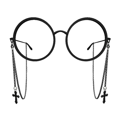 KPOP Chain Big Glasses with Cross - Black