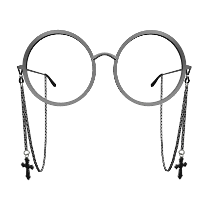 KPOP Chain Big Glasses with Cross - Silver