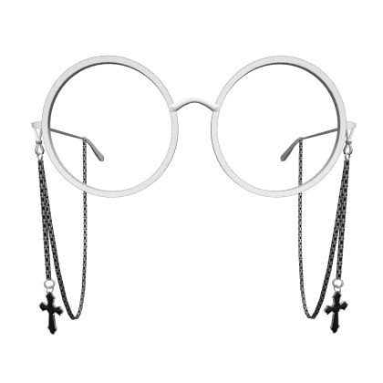 KPOP Chain Big Glasses with Cross - White