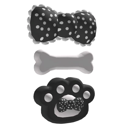 black polka dot paw ruffle bow bone hairclip