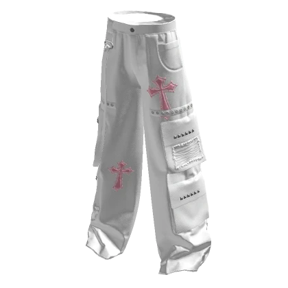 Cross Y2K Cargo Pants White & Pink