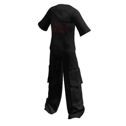 Cargo Pants & T-Shirt Y2K Eternos Black/Red